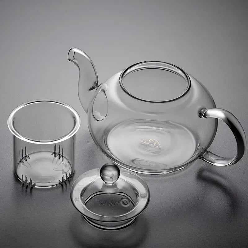 High Quality Heat Resistant Glass Teapot Jasmine Tea Infuser Borosilicate Glass Tea Set Kettle Practical Bottle Flower Tea Pot