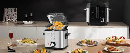 SUSTEAS Deep Fryer with Basket, 1500W Electric Deep Fryers for Home Use with Temperature Control, Removable Lid and 2.5L/1.5L - MarvelouStoree