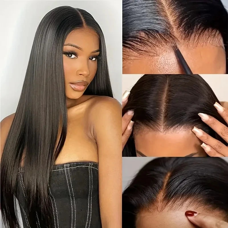 Wear Go Glueless Wig 30 34 Inch Bone Straight 13x6 HD Lace Frontal Wig Human Hair Pre plucked 6x4 Transparent HD Lace Front Wig