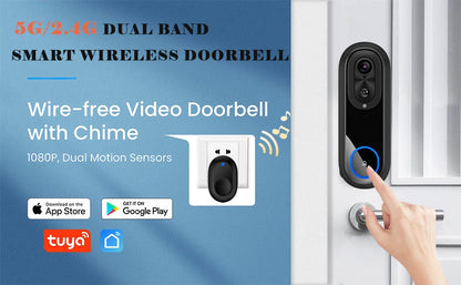 1080P WIFI Video Doorbell Tuya Smart Home Door Bell Wireless Security Camera Doorbell SmartLife APP PIR Motion Detection