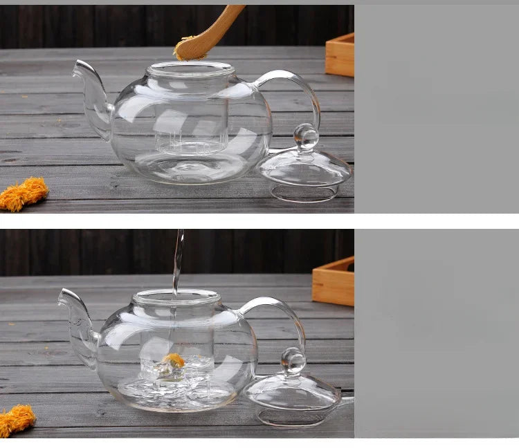 High Quality Heat Resistant Glass Teapot Jasmine Tea Infuser Borosilicate Glass Tea Set Kettle Practical Bottle Flower Tea Pot