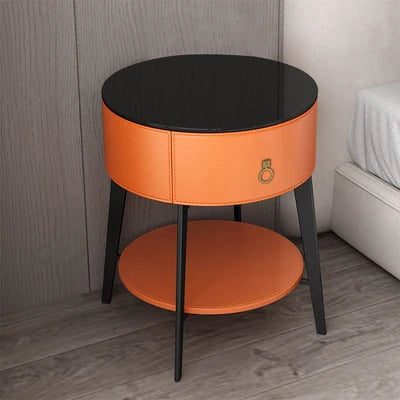 Round Tiny Table Bedside Table Voice-activated Smart Multifunction Lock Wireless Coffee Charging Nightstands Bedroom Cabinets