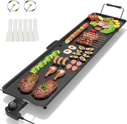 35" Electric Griddle Teppanyaki Grill, Nonstick Extra Large Cooking Plate for Pancake Barbecue, Indoor Outdoor Table Top