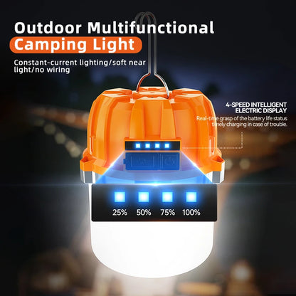 Built-in Battery Powerful USB Rechargeable LED Camping Lights Outdoor Camping BBQ Tents Hanging Lantern Emergency Power Bank