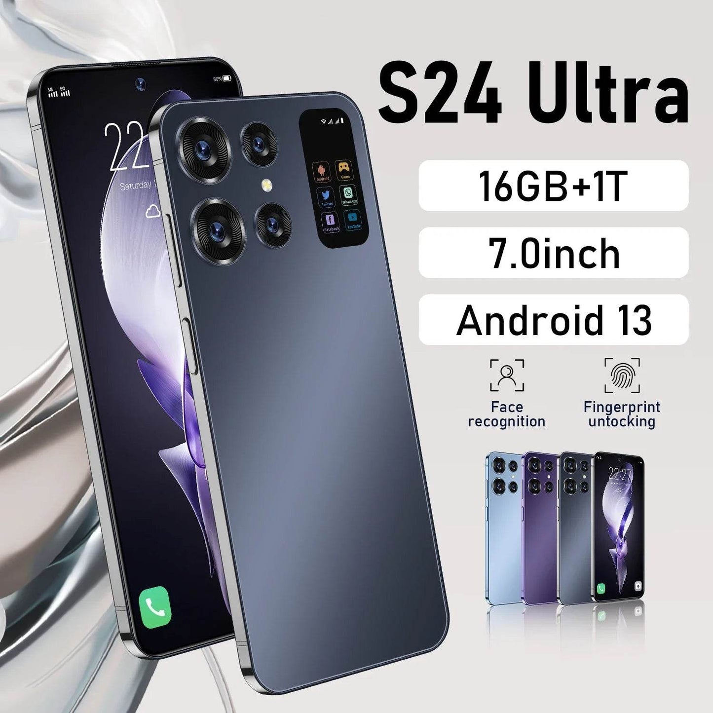 Original S24 Ultra smartphone 7.0HD Screen 16G + 1T 7000Mah Android13 cellulare Dual Sim Face Unlocked 5G Mobile Phone NFC