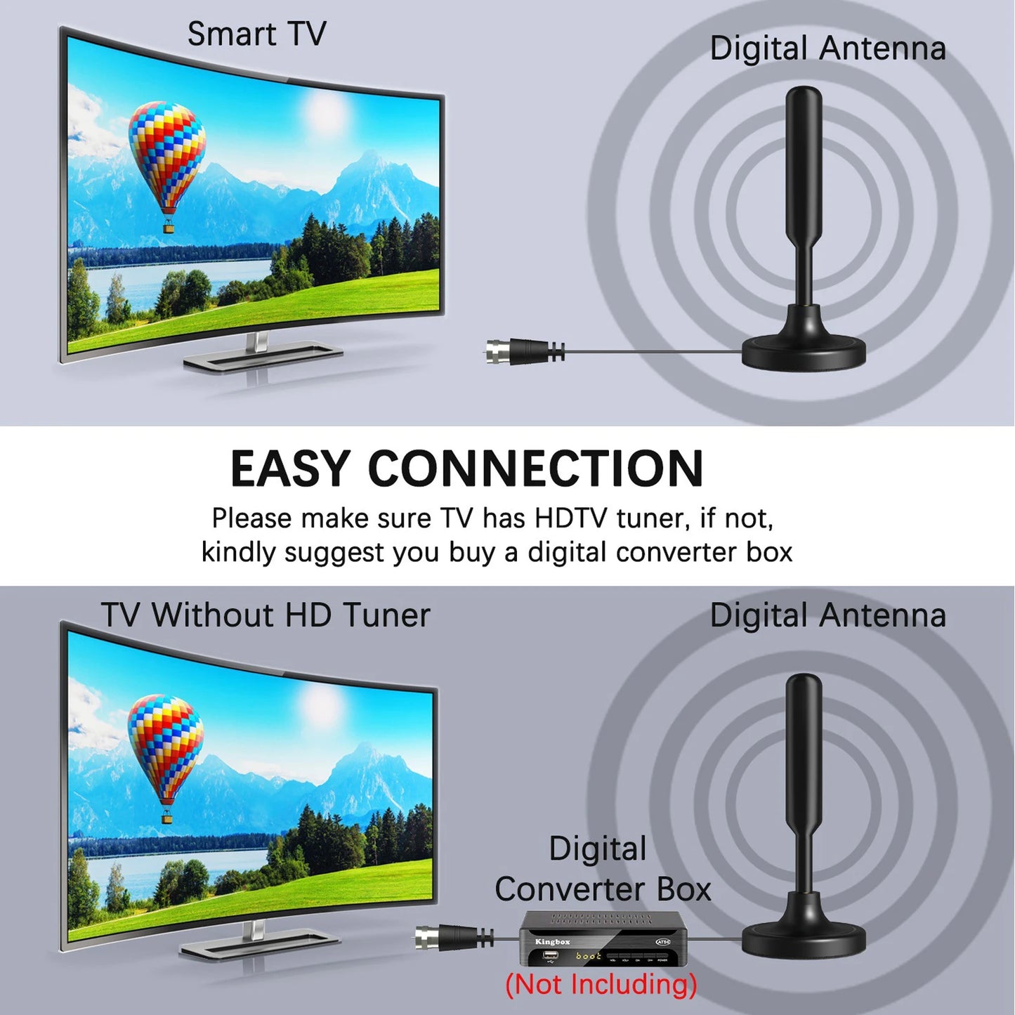 Digital Tv Antenna Hdtv With Amplifier 3600 Mile Range Indoor Outdoor Amplified Antenna With Magnetic Base