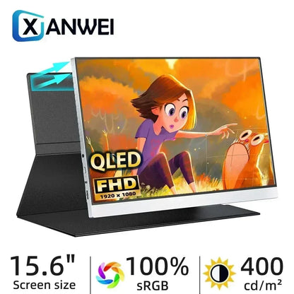 XIANWEI 15.6 Inch QLED Portable Monitor 400Nits 100% DCI-P3 FHD With VESA Gaming Display For Laptop Xbox PS4/5 Switch PC Macbook