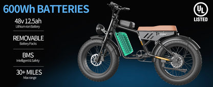 Freego 1000w electric bike 48V/12.5Ah ebike fat tire electric bikes 28MPH&30Mile Suitable for Teenage and Women