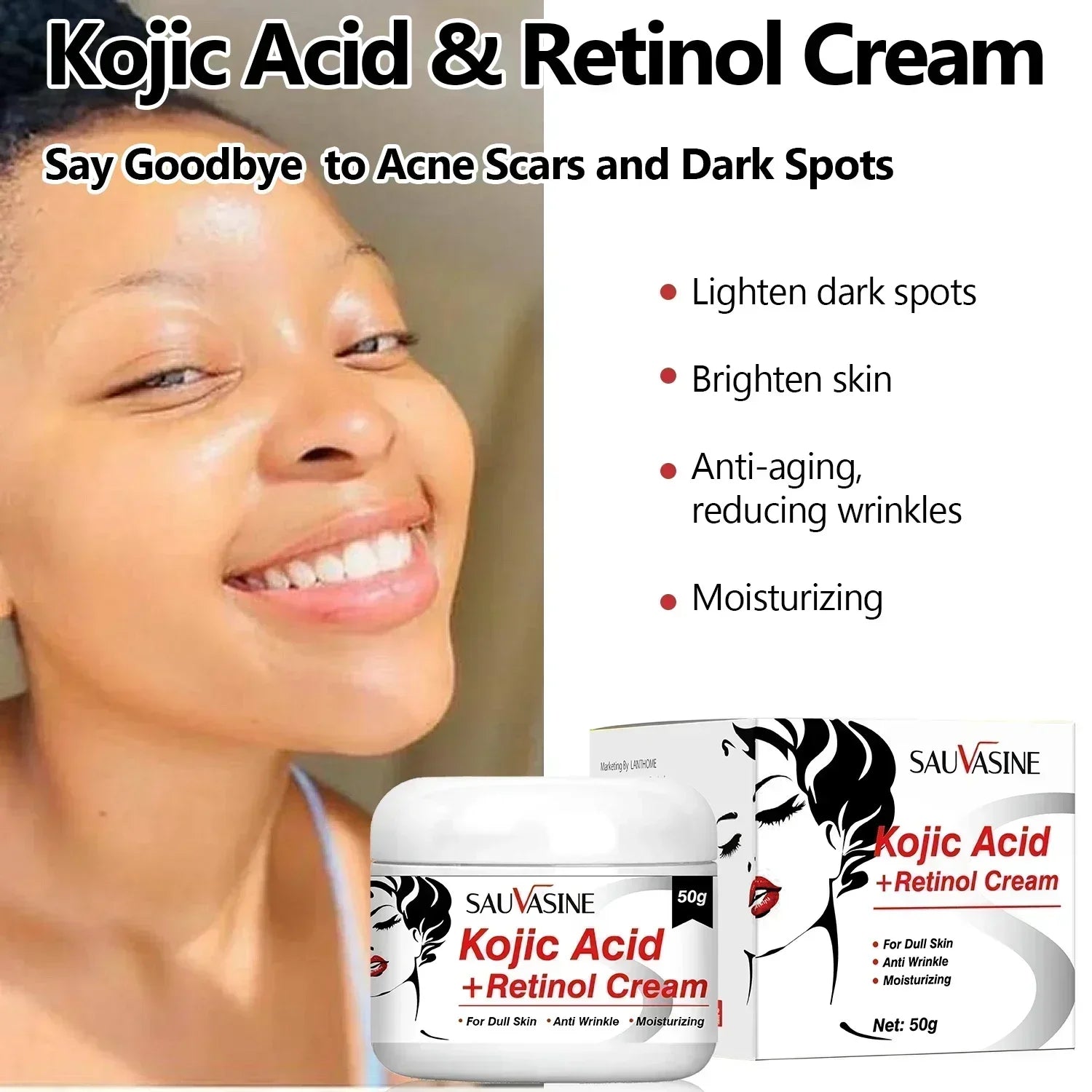 Remove Pigment Melanin Whitening Face Cream Remove Dark Spots Cream Nourishing & Resurfacing Fade Skin Care Kojic Acid Cream