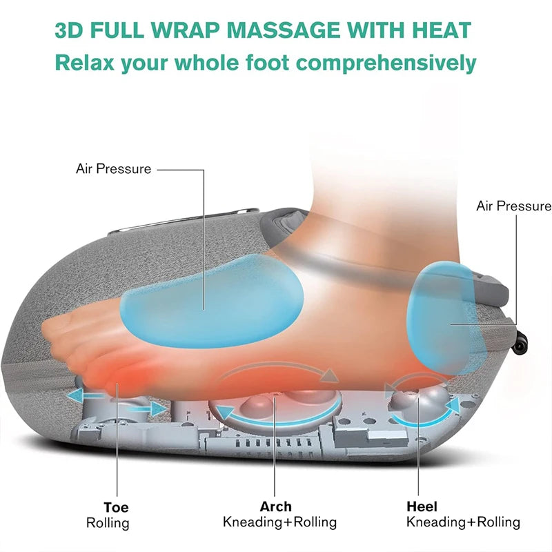 Medcursor Foot Massager Heating Therapy Adjustable Shiatsu Deep Kneading Roller Muscle Relaxation Pain Relief for Home Office