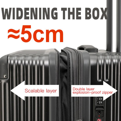 sushimu Suitcase Wide Handle Travel Suitcase Men 20 24 26 Carry-On Luggage Women PC Trolley Case Can expand capacity