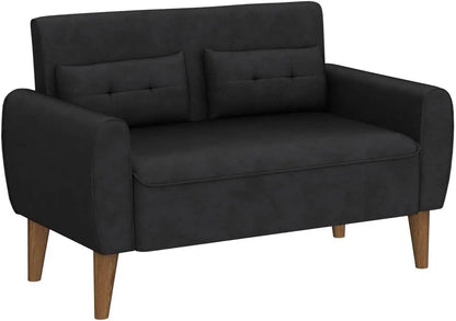 Vongrasig 47" Small Modern Loveseat Sofa, Mid Century Linen Fabric 2-Seat Sofa Couch Tufted Love Seat with Back Cushions