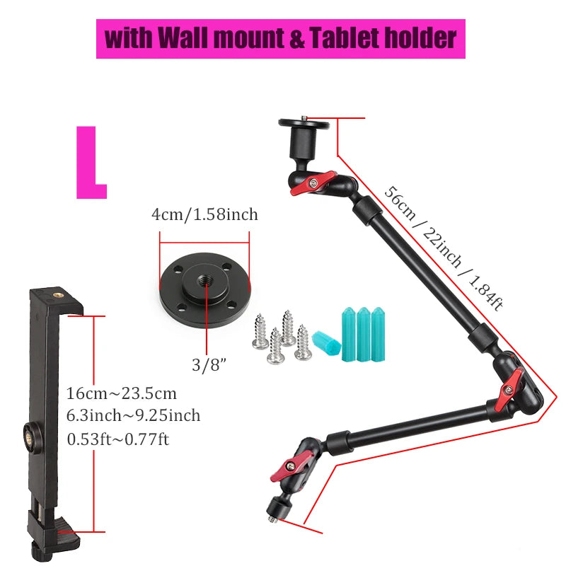 BFOLLOW 32" 22" Smartphone Bracket Magic Arm for Camera Articulated Flexible Wall Mount Desk Clamp Tablet Webcam Gopro Stand