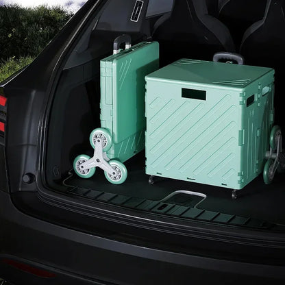 Folding Shopping Trolley Portable Vehicle Trunk Storage Box Outdoor Lightweight Hand Pull Carts Travel Picnic Luggage Handcart