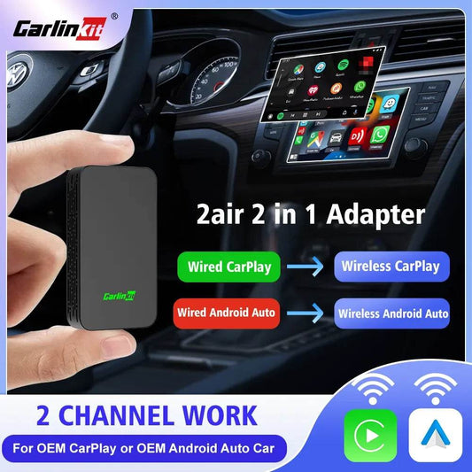 Carlinkit 5 2air Wireless CarPlay Android Auto Wireless Box 2in 1 Adapter 2-Channel Work Waze Spotify 5.8Ghz WiFi BT5.0 Siri GPS - MarvelouStoree