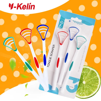 Y-Kelin Sales Silicone Tongue Scraper Brush Cleaning Food Grade Single Oral Care To Keep Fresh Breath 3Color Pack No.1