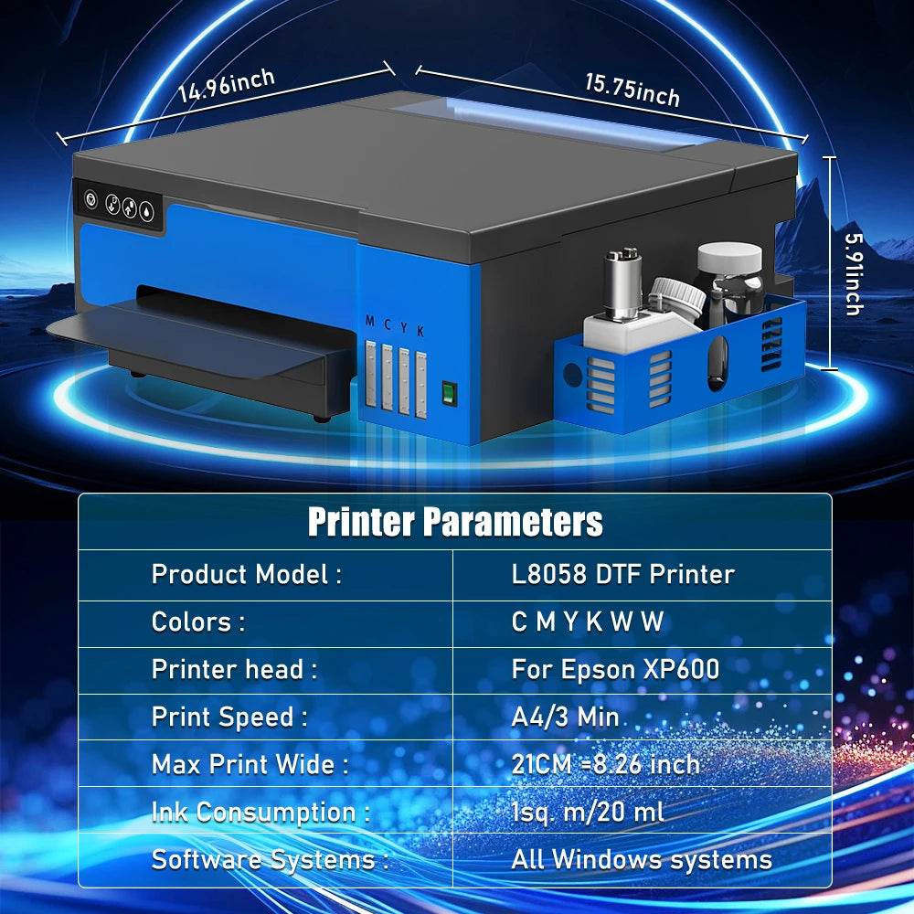 A4 L8058 DTF Printer A4 with Roll Feeder A4 XP600 DTF Transfer Printing Machine A4 with White Stirring System for DIY Clothes - MarvelouStoree