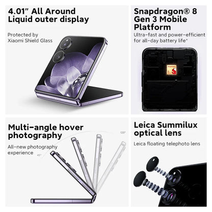 2024 World Premiere Global Version Xiaomi MIX Flip 12GB 512GB Foldable 6.86" 4.01" Display Snapdragon 8 Gen 3 50MP Leica Camera