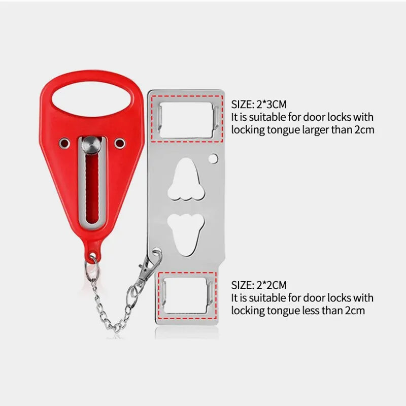 Security Portable Door Lock Latch No Drill Manual Hotel Room Devices For Add Security Holes Removable For Travel Safety