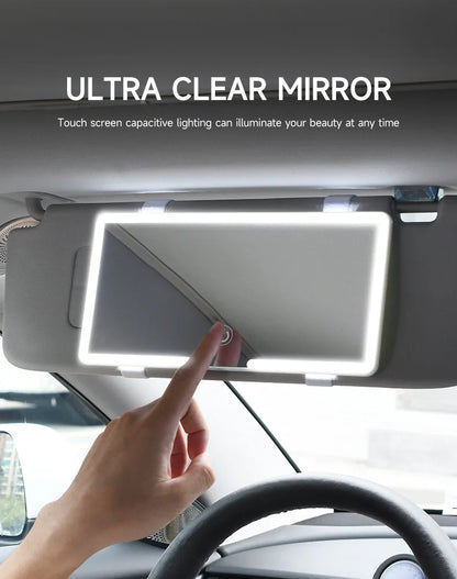 LED Light Mode Stepless Dimming Sun Visor Vanity Mirror Rechargeable Touch Sensor Vanity Mirror Convenient Car Vanity Mirror