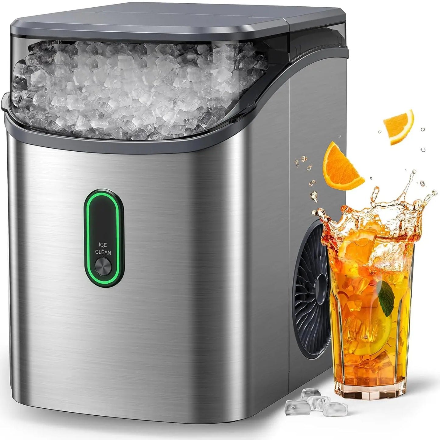 Silonn Nugget Ice Maker Countertop, Pebble Ice Maker with Soft Chewable Ice, One-Click Operation Ice Machine with Self-Cleaning