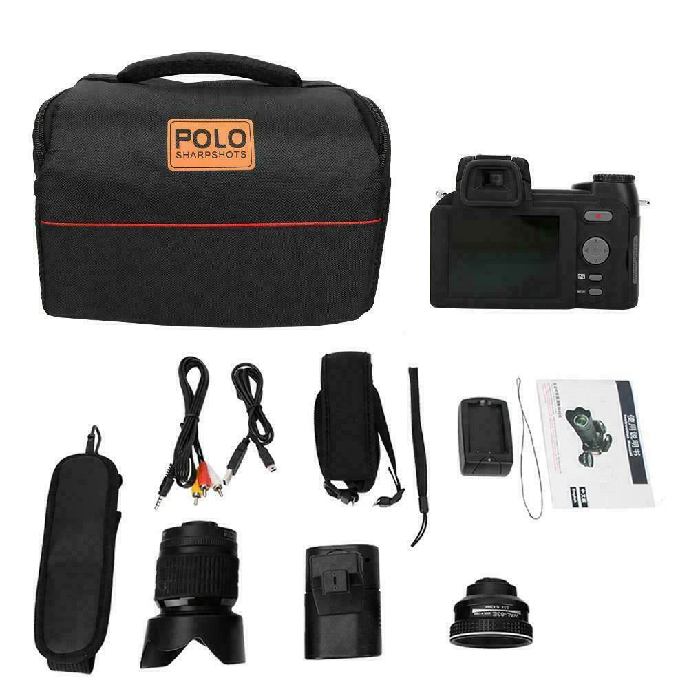 POLO D7200 HD Digital Camera 24X Telephoto Wide-angle Micro Single Lithium Battery Three Lens Outdoor video professional camera