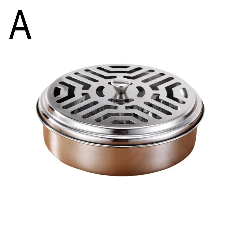 1PCS Stainless Steel Mosquito Coil Tray With Cover Mosquito Portable Coil Windproof Repellent Incense Stand Outdoor R1I2