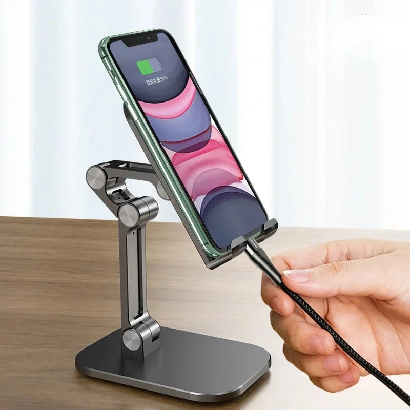 Three Sections Foldable Desk Mobile Phone Holder For iPhone for iPad Tablet Flexible adjustable Lazy phone holder ABS material