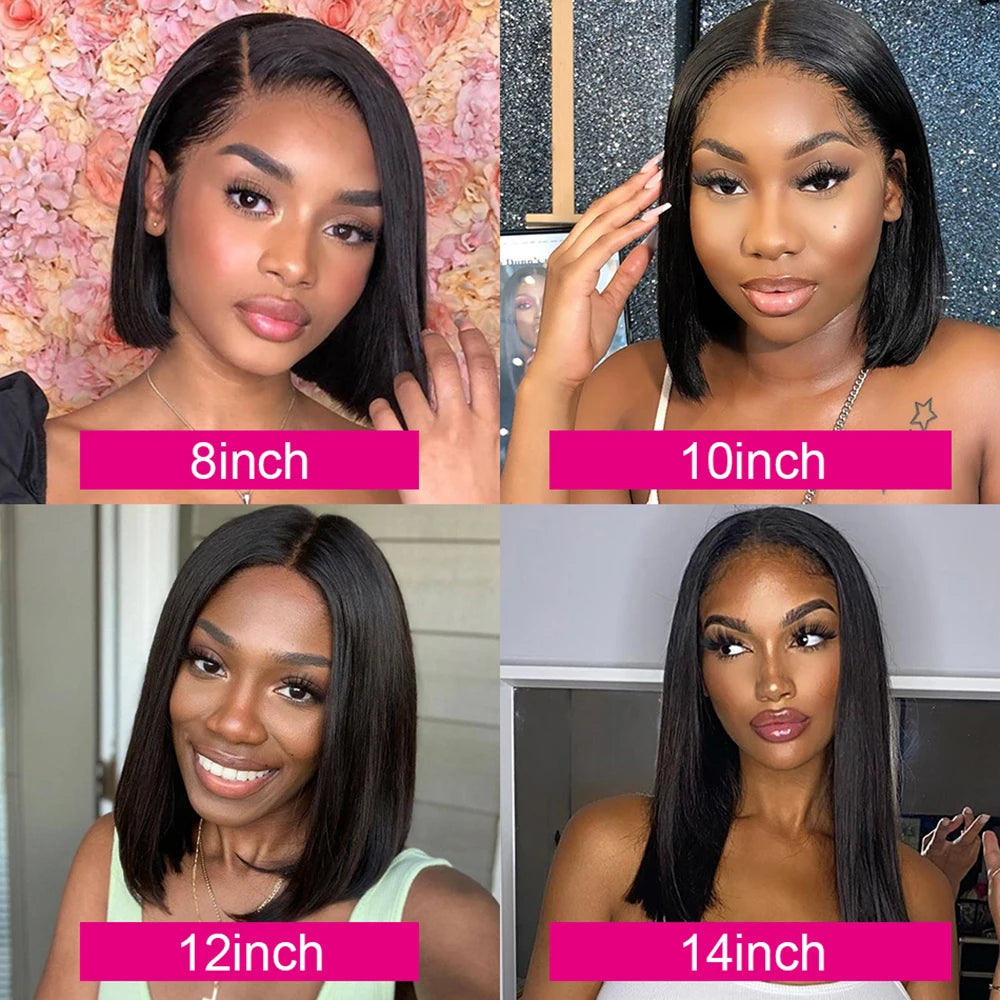 Bone Straight Short Bob Wigs Glueless Lace Front Human Hair Wigs 13x4 HD Transparent Lace Frontal Wig for Women Pre Plucked 180%