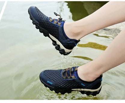 Summer Men's Mesh Sports Shoes Fashion Mountaineering Breathable Lightweight Anti Slip Shoes Outdoor Travel Running Casual Shoes