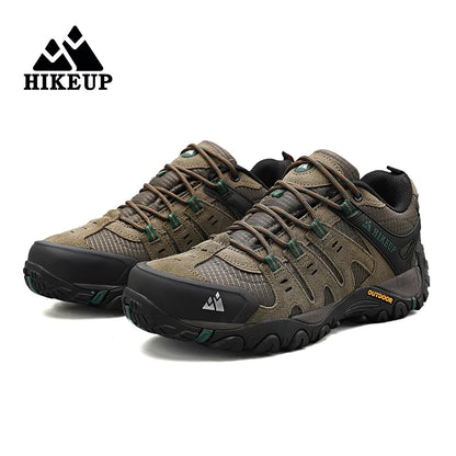 HIKEUP Men's Hiking Shoes Suede Leather Outdoor Shoes Wear-resistant Men Trekking Walking Hunting Tactical Sneakers