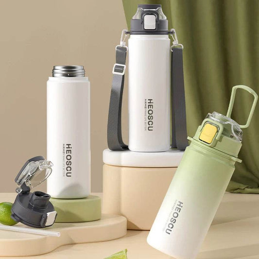 316 Stainless Steel Thermos Bottle Outdoor Portable Leak-proof Water Bottles with Straw Lid Sport Vacuum Flask Bottle 600/800ML - MarvelouStoree