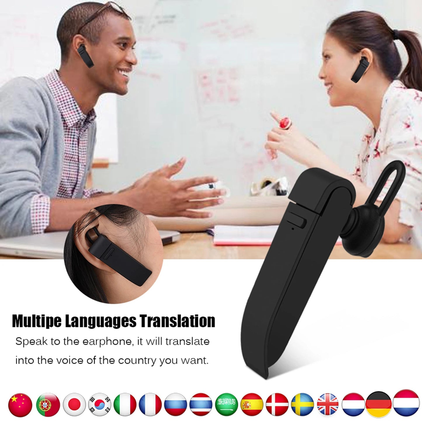 Earphone Intelligent Multi Language Translation  Wireless Earphone Portable Business Headphone Earphone Sport