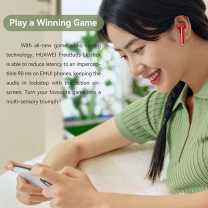 Huawei FreeBuds Lipstick Headphone Original High Resolution Sound Air-Like Comfort Open-Fit Active Noise Cancellation 2.0 Red