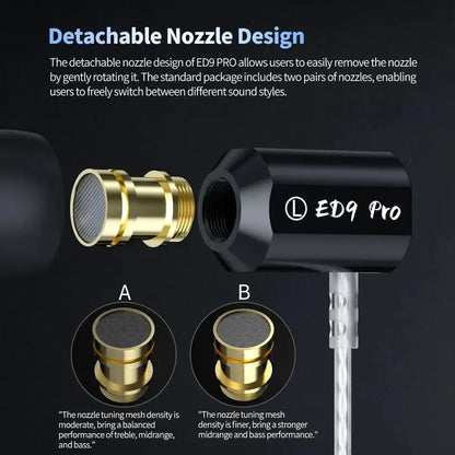 KZ ED9 PRO ED9PRO In Ear Earphones Semi-Open Large Soundstsge Dynamic Driver Bass Music Headset HIFI Zinc Alloy Metal Earphones