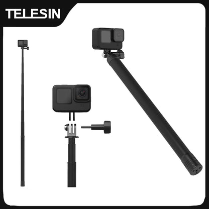 TELESIN 2.7M 3M Ultra Long Monopod Carbon Fiber Selfie Stick For GoPro Hero 12 11 10 9 8 7 Max Insta360 One X One R Osmo Action