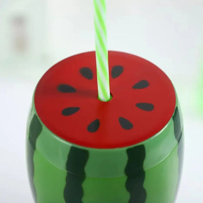 Lovely Food Grade Plastic Summer Straw Cup Cartoon Fruit Strawberry Pineapple Watermelon Water Bottle Drinkware Gift