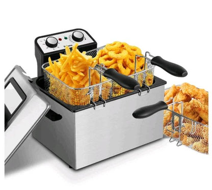 SUSTEAS Deep Fryer with Basket, 1500W Electric Deep Fryers for Home Use with Temperature Control, Removable Lid and 2.5L/1.5L - MarvelouStoree