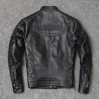 Motorcycle Genuine Leather Jacket for Men Style Biker Jackets Slim Cowhide spring Coat Men