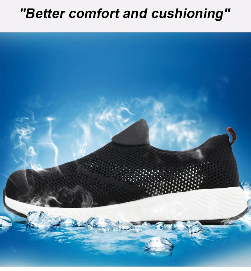 Summer Mesh Lightweight Work Sneakers Steel Toe Men Women Work Safety Shoes Breathable Construction Shoes Work Boots Footwear