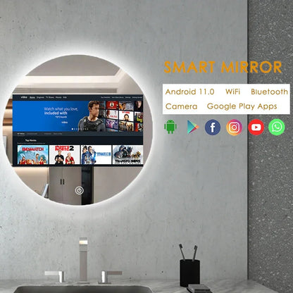 New Trends Hotel Home Touch Screen Mirror With Tv Smart Mirror Android Bathroom Intelligent Salon Barber Magic Mirror LED