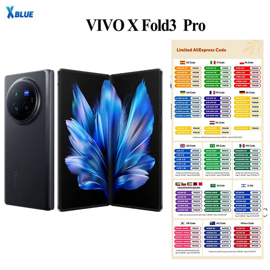 Official Brand New Vivo X Fold 3 Pro Snapdragon 8 Gen 3 50MP 5700mAh 100W SuperVOOC 50W Wireless 8.01" AMOLED 2K E7 120Hz NFC