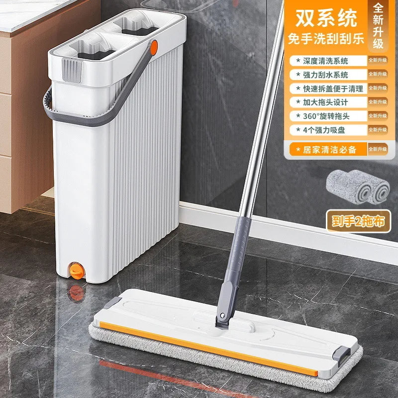 Household flat mop tool mop bucket set handfree mopping flat mop set Magic flat mopping rotating Self-Wringing House Cleaning