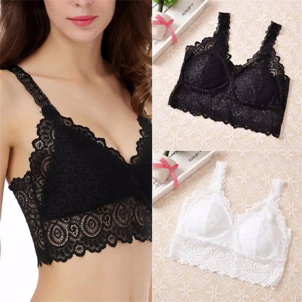 Summer Women Lace Cotton Tank Tops Sexy V Neck Lace Crochet Vest Casual Camisole Bralette Bustier Unpadded Bra