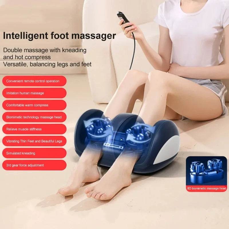 Super Big Electric Foot Leg Massager Deep Tissue Shiatsu Kneading Relax Heated Roller Calf Relieve Stress Care Foot Spa Machines