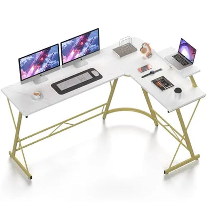 L Shaped Desk Computer Corner Desk Home Gaming Desk Office Writing Workstation with Large Monitor Stand Easy to Assemble (White,