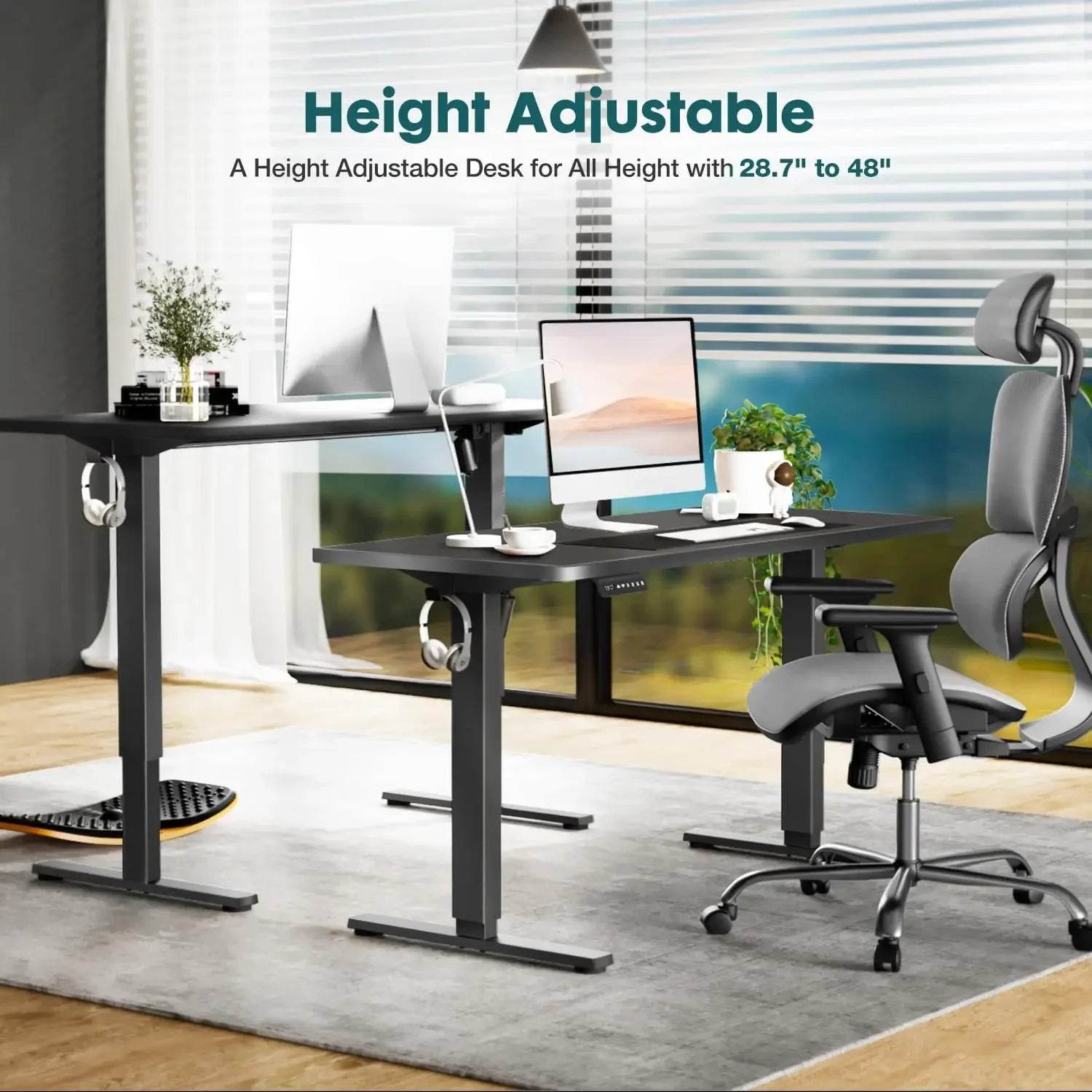 Standing Desk, Adjustable Height Electric Sit Stand Up Down Computer Table, 48x24 Inch Ergonomic Rising Desks for Work - MarvelouStoree