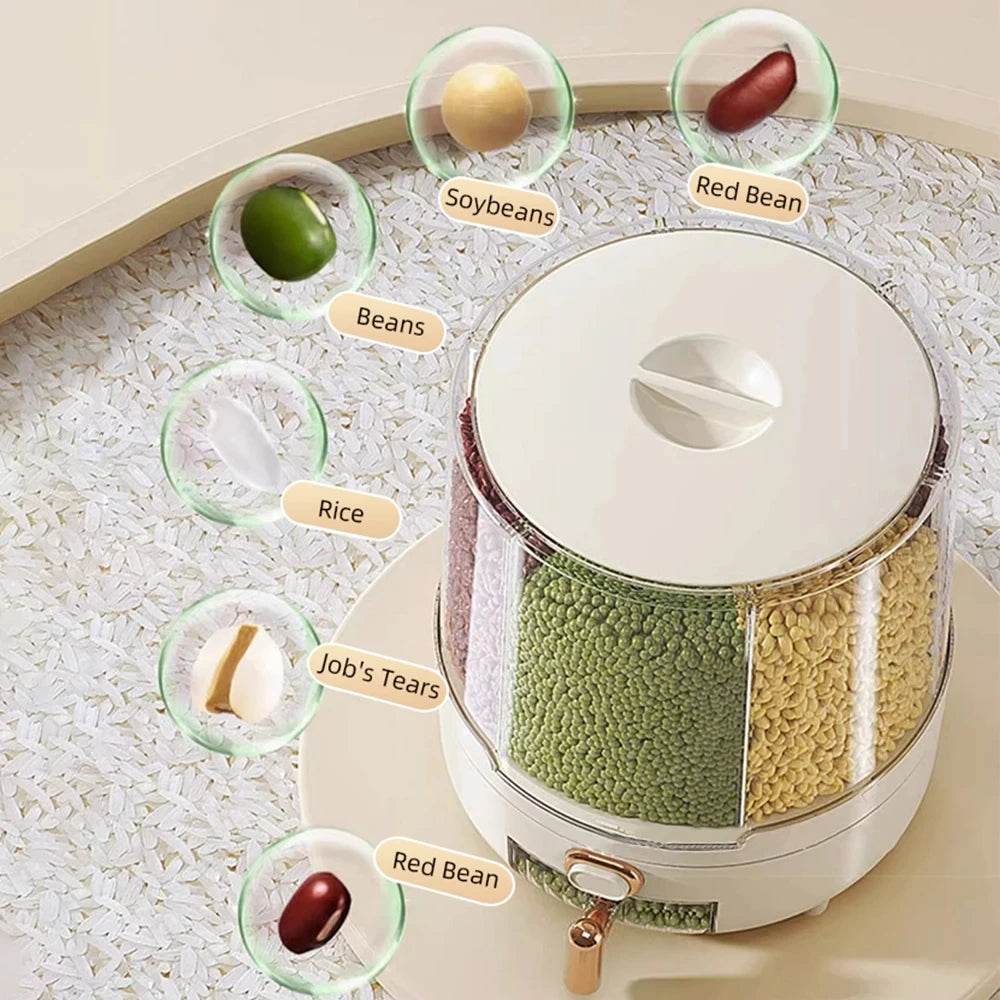 360 ° Large Household Rice Bucket Grain Storage Box Sealed Insect and Moisture Proof Rice Storage Box Rice Tank Food Storage - MarvelouStoree