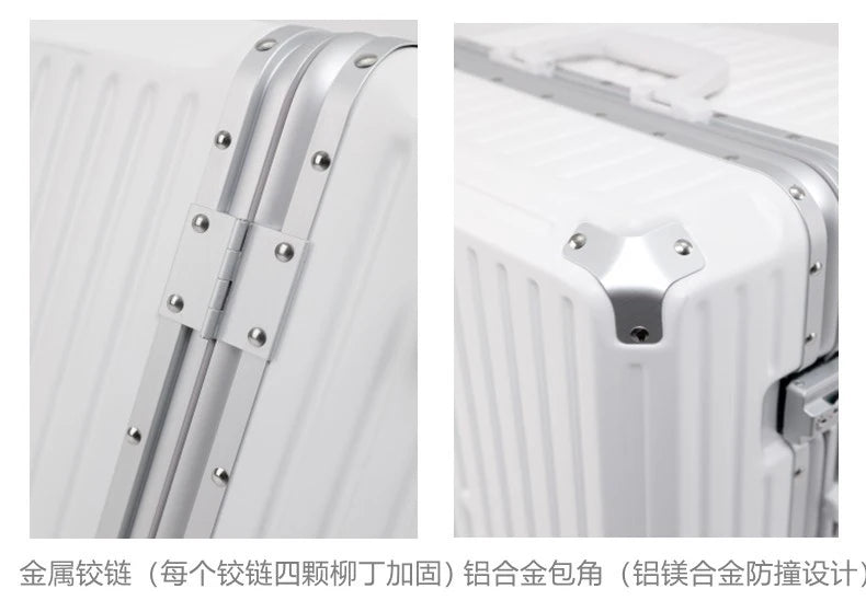 Large Capacity Travel Luggage Aluminum frame Suitcase pull rod Case 24/28/32 " with Cup Holder Travel Case Combination box