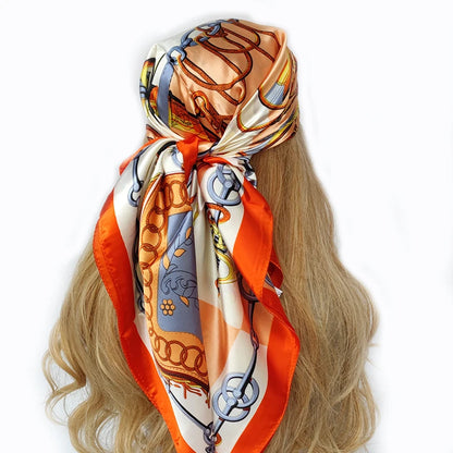 new 90*90cm fashion Silk Scarf Scarftop Headwraps Women Vintage Four Seasons Hair Scarve Hijab Foulard Bandana Femme Headscarf